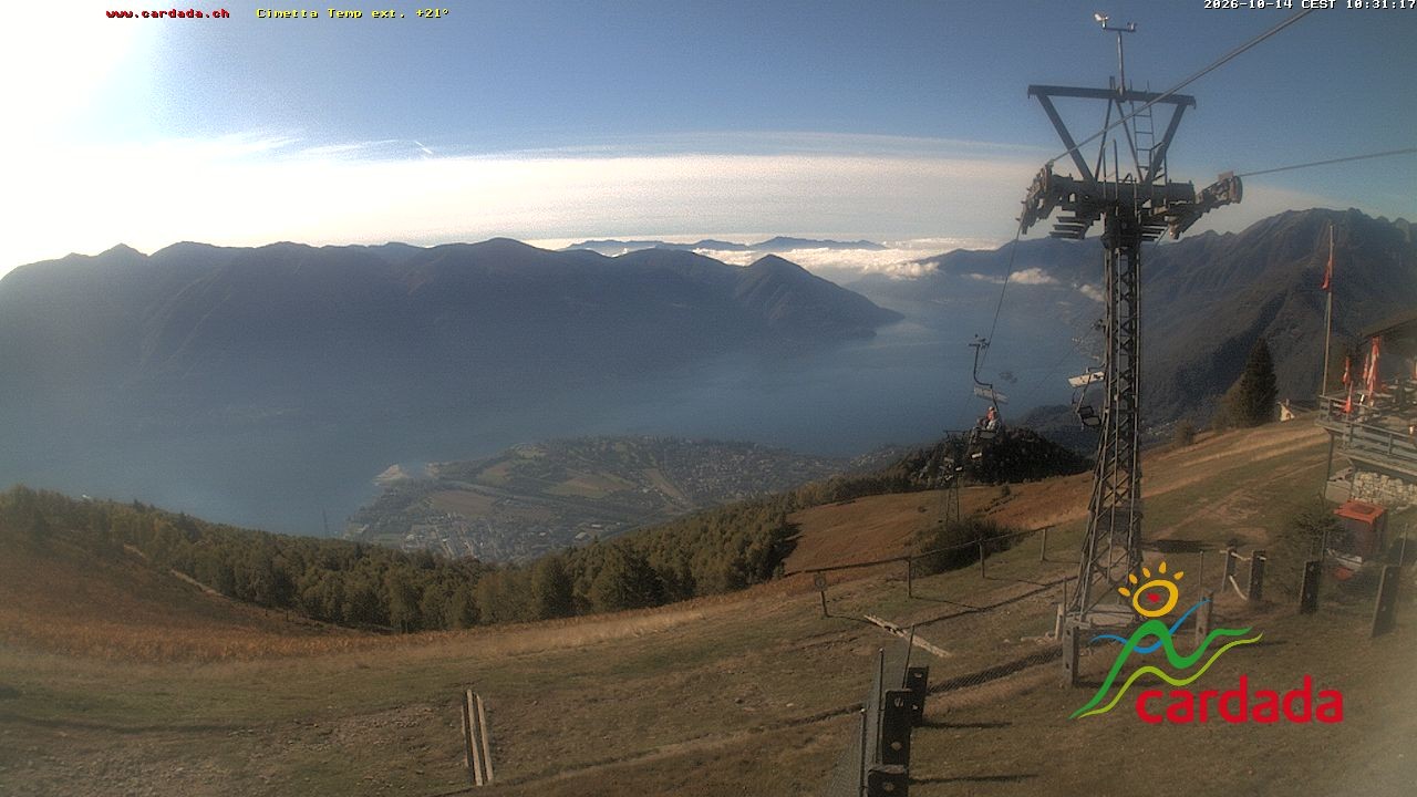 Archiv Foto Webcam Cardada Cimetta: Blick Sesselbahn