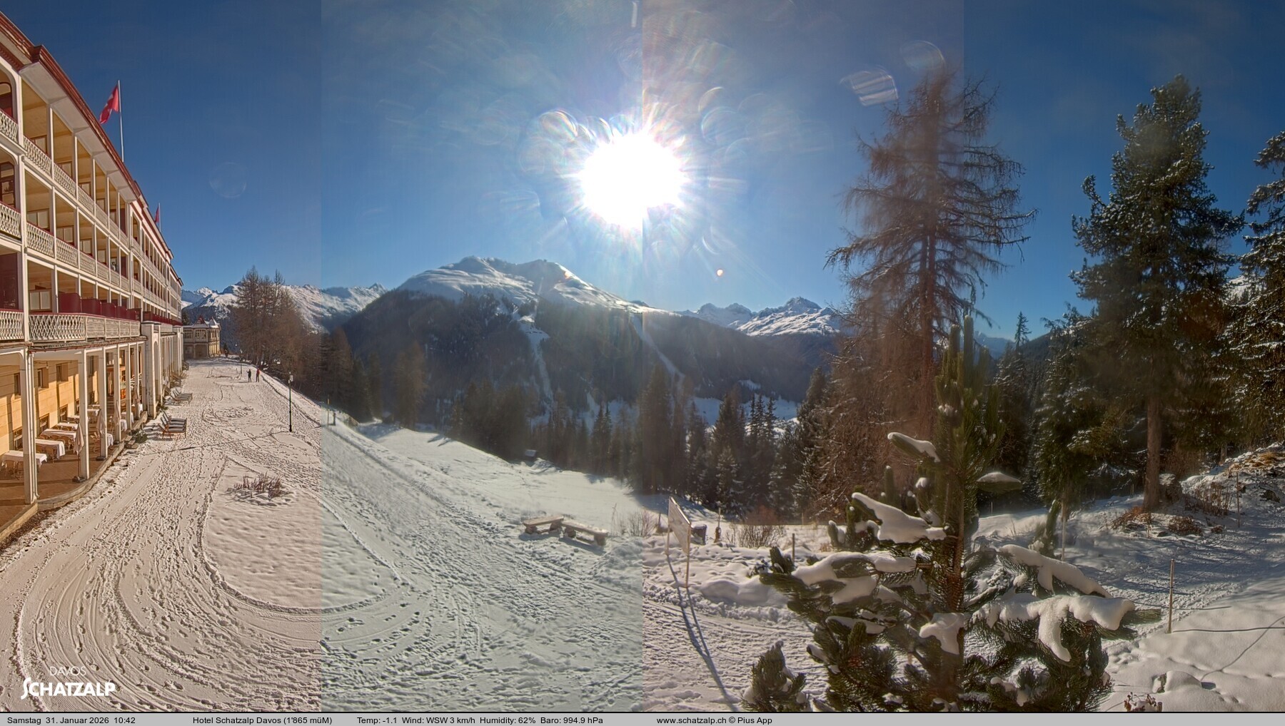 Archived image Webcam Schatzalp Hotel, Davos