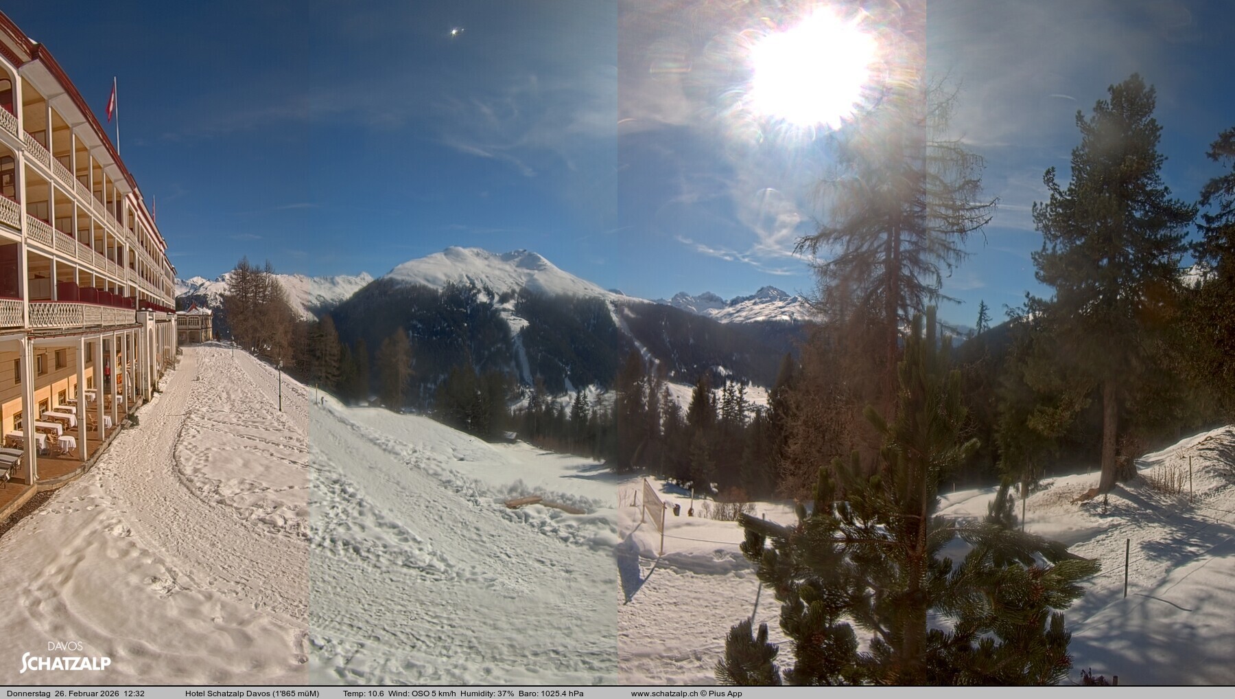 Archived image Webcam Schatzalp Hotel, Davos