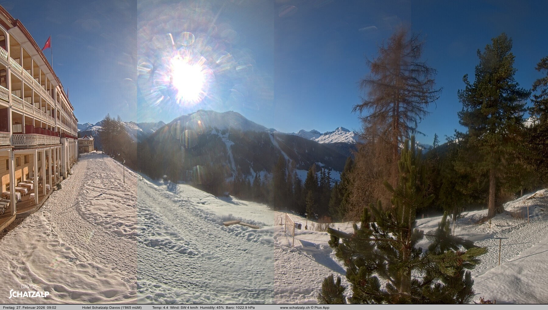 Archived image Webcam Schatzalp Hotel, Davos