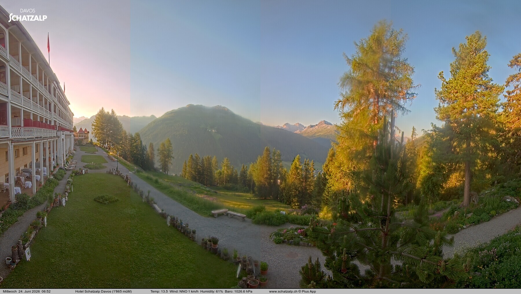 Archived image Webcam Schatzalp Hotel, Davos
