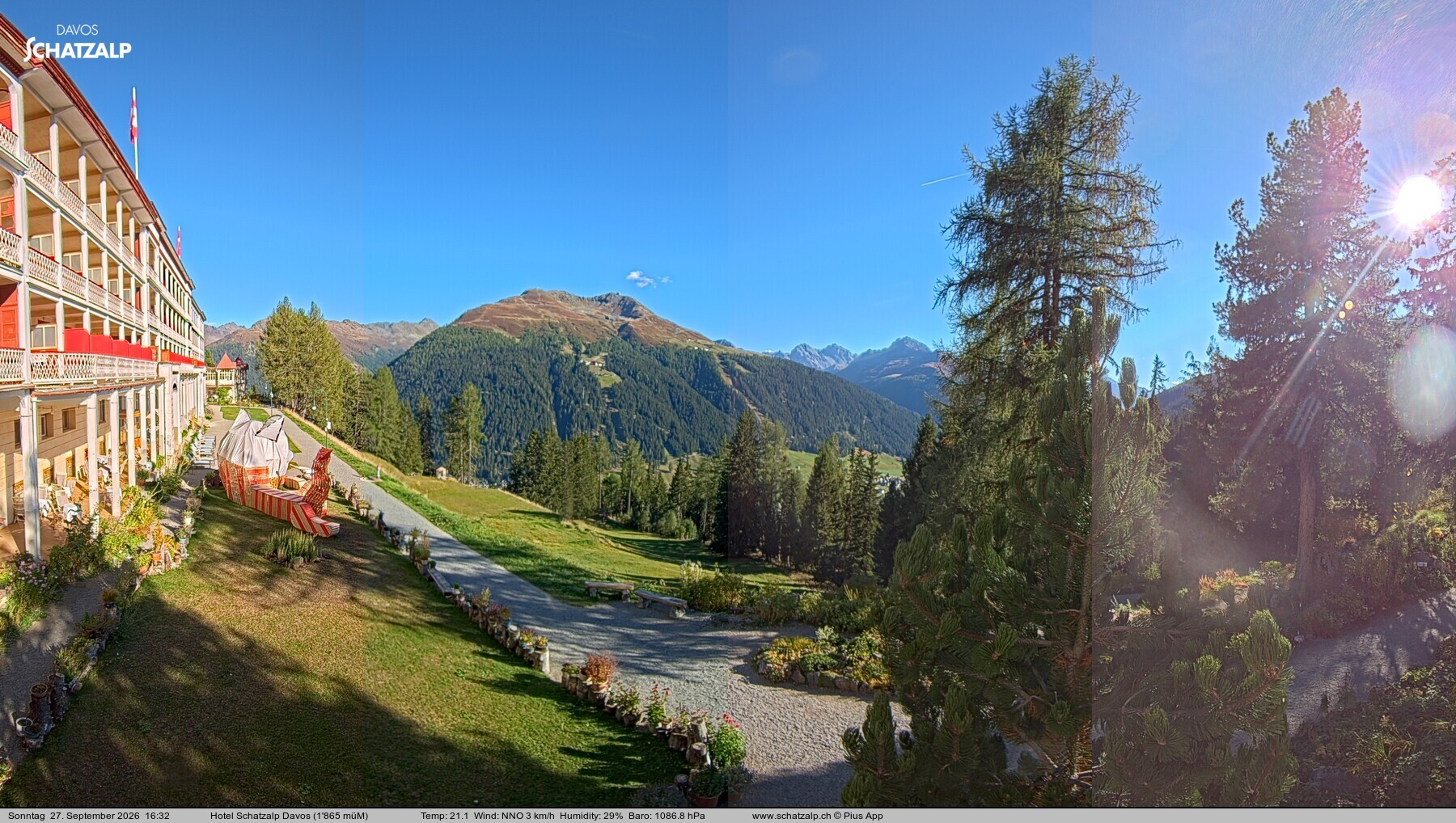 Archived image Webcam Schatzalp Hotel, Davos