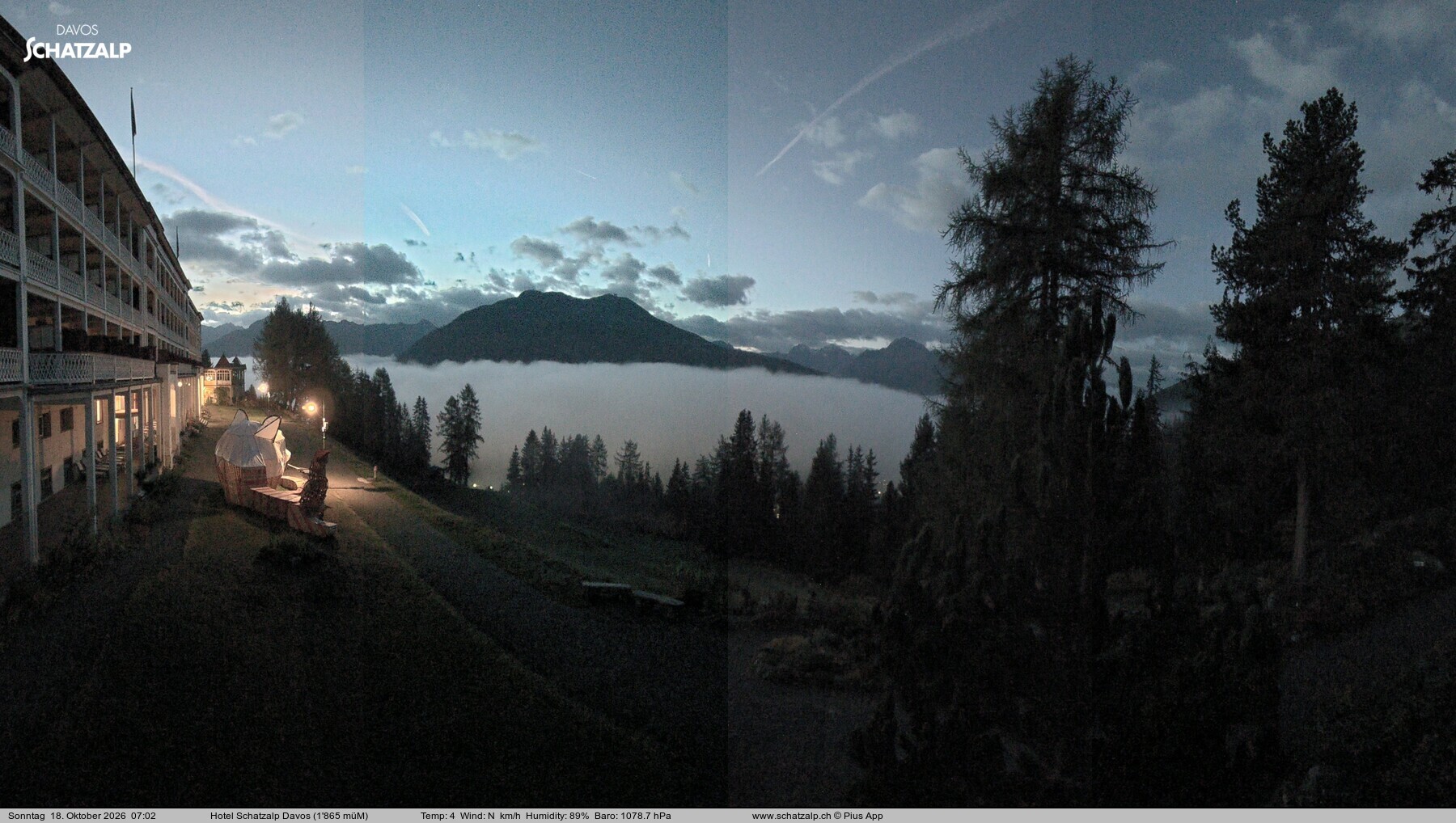 Archived image Webcam Schatzalp Hotel, Davos