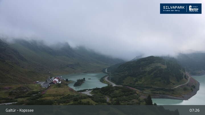 Archived image Webcam Lake Kopssee in Galtür